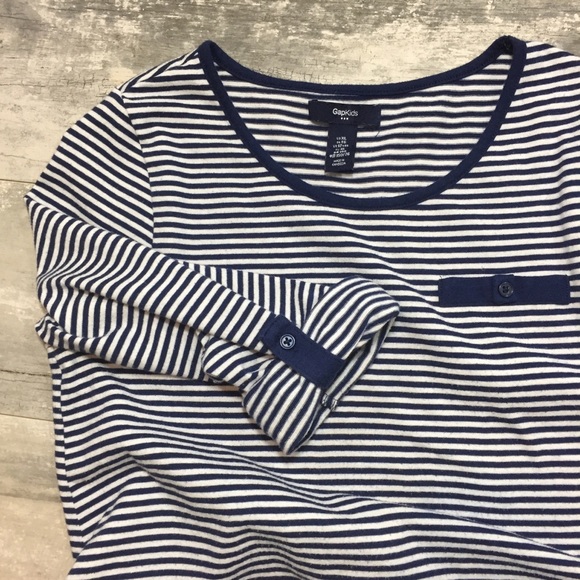 GAP Kids Navy Striped 3/4 Sleeve Nautical Sz 12 - Picture 3 of 5